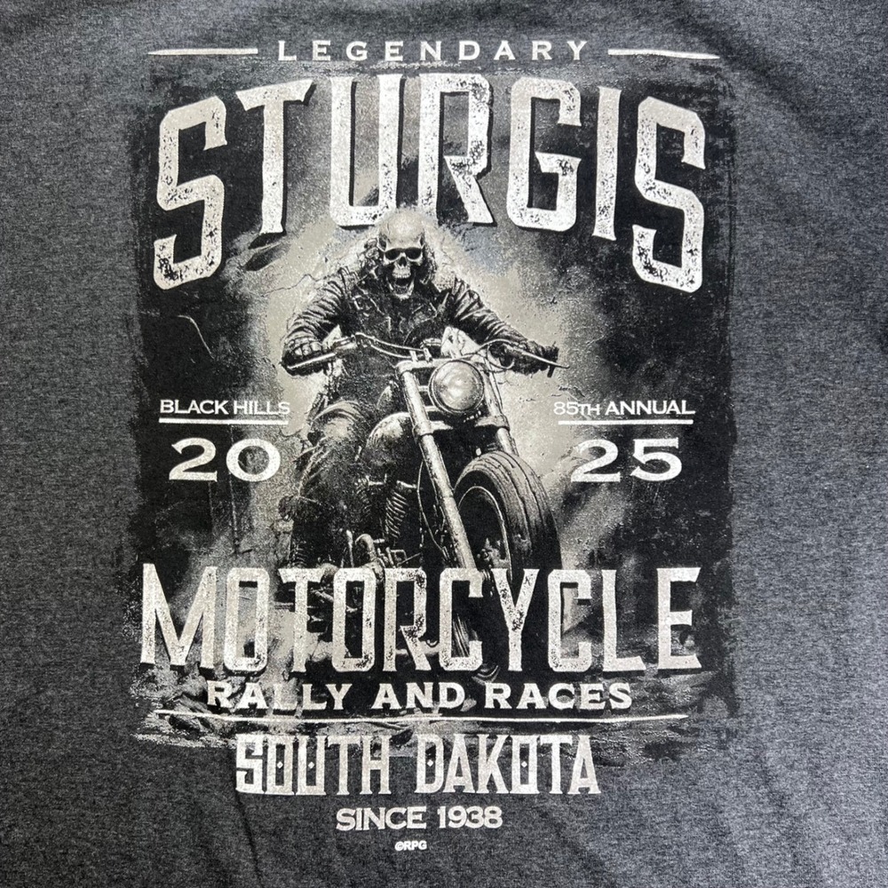 M&O Gold Sturgis Motorcycle Rally T-Shirt Mens L Gray 2025 85th Annual Biker Tee - Picture 2 of 6